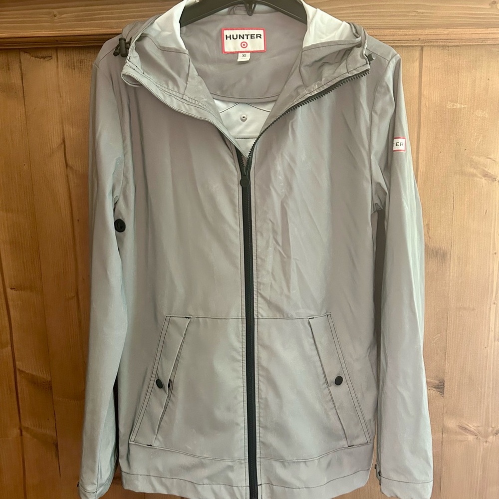 Hunter x Target Gray Reflective Raincoat with Hood and Zipper